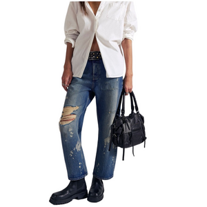 NWT Free People We The Free Deep Trance Boyfriend Jeans Size 33